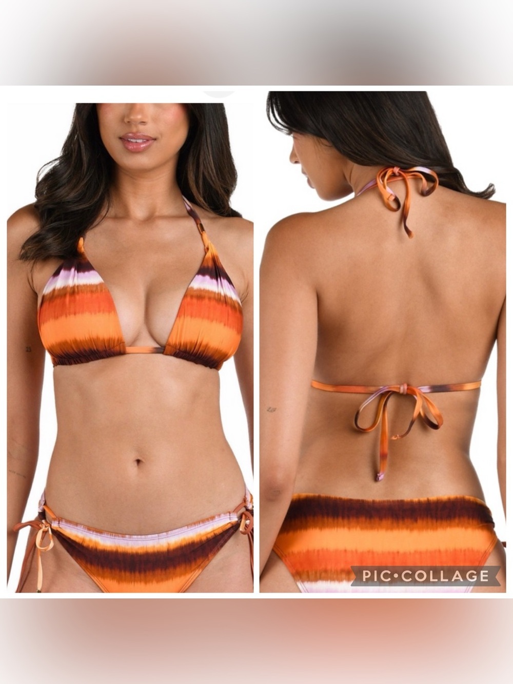 La Blanca Upon The Horizon Halter Triangle Bikini Top in the Sunset Size Large